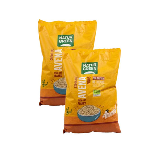 Embalagem de 2 unidades de Flocos Finos de Aveia Sem Glúten Biológicos NaturGreen Embalagem de 2 unidades de 1Kg