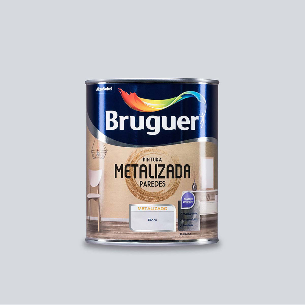 Pintura Metalizada Para Paredes- 1 L - Plata_0