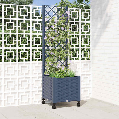 Jardinera Con Enrejado Y Ruedas Gris Azulado 40 X 40 X 146 Cm_1