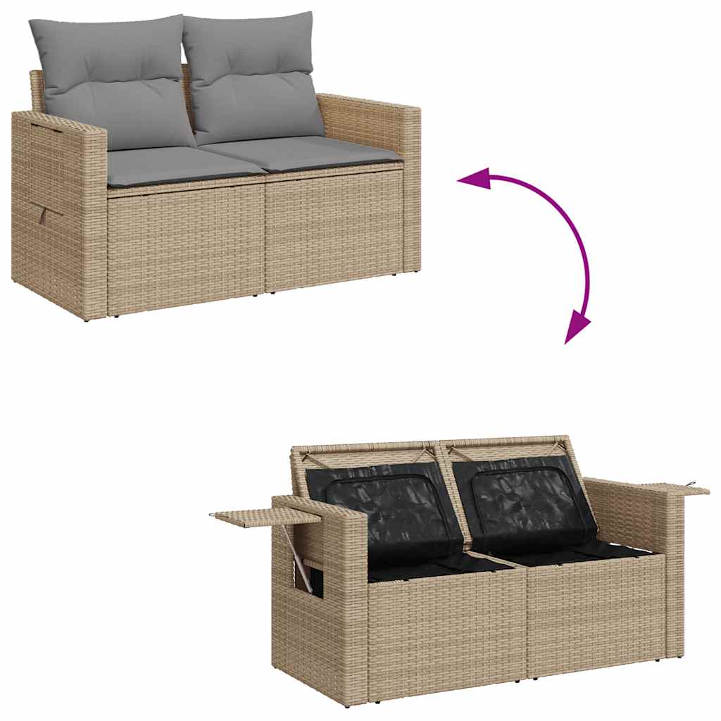 Set De Sofás De Jardín Con Cojines 9 Pzas Ratán Sintético Beige / Vetonek_0