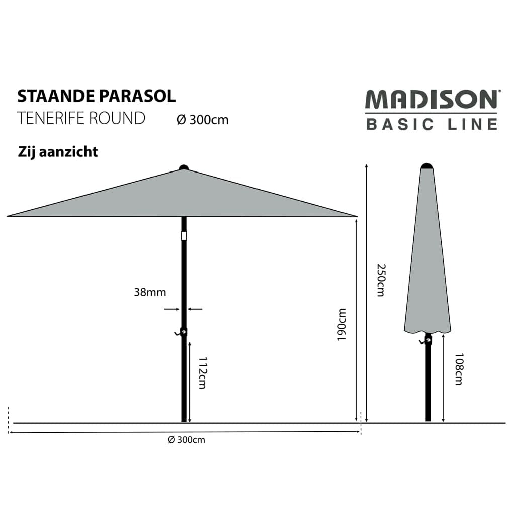 Madison Sombrilla De Jardín Redonda Tenerife Gris 300 Cm_2