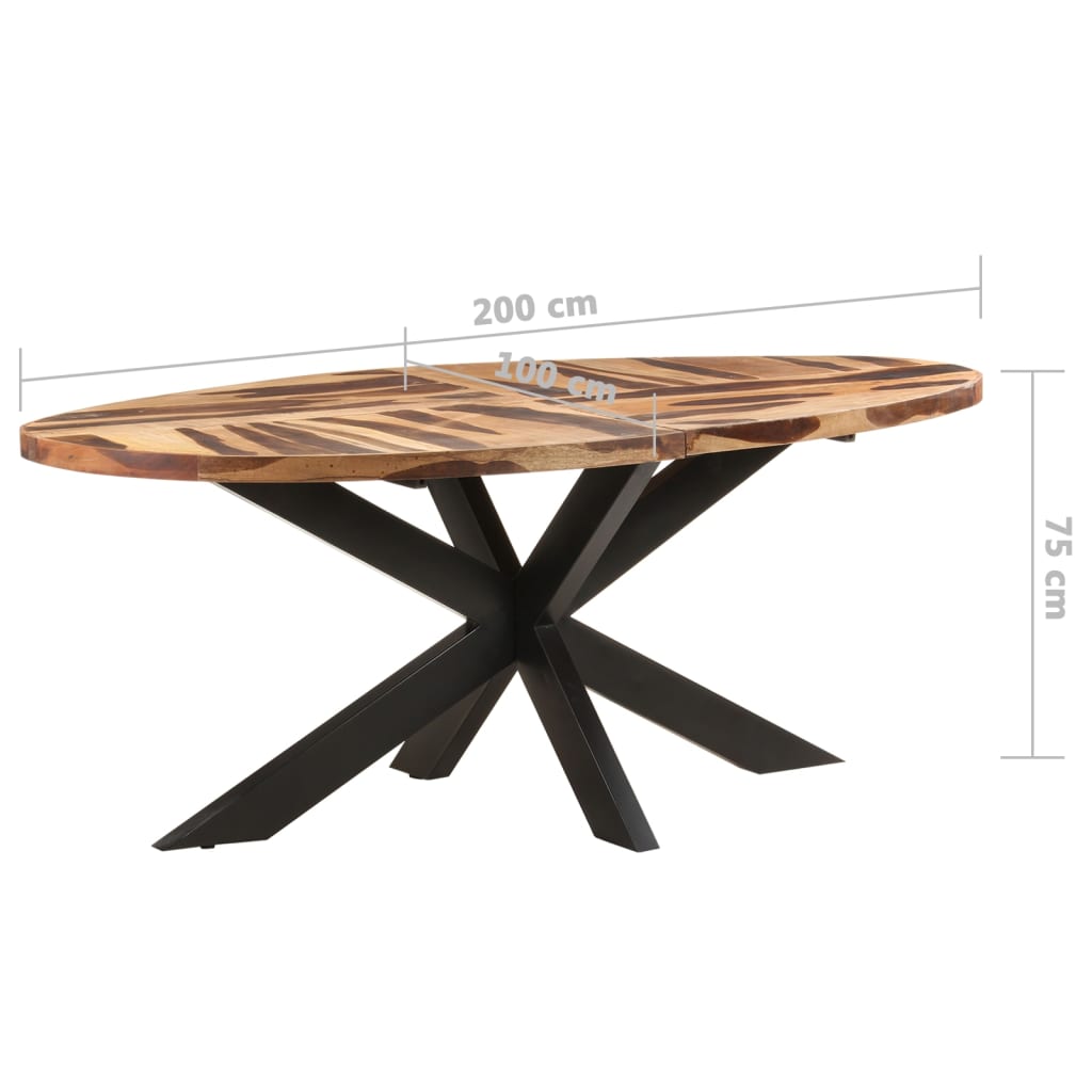 Mesa De Comedor Ovalada Madera De Acacia 200x100x75 Cm_4