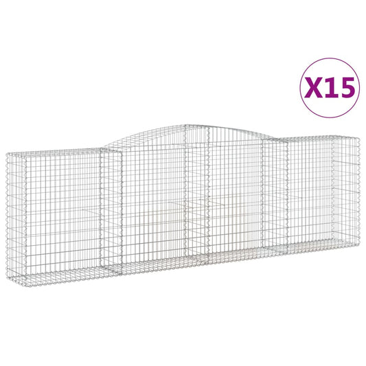 Cestas De Gaviones 15 Uds Forma De Arco Hierro 400x50x120/140cm_0