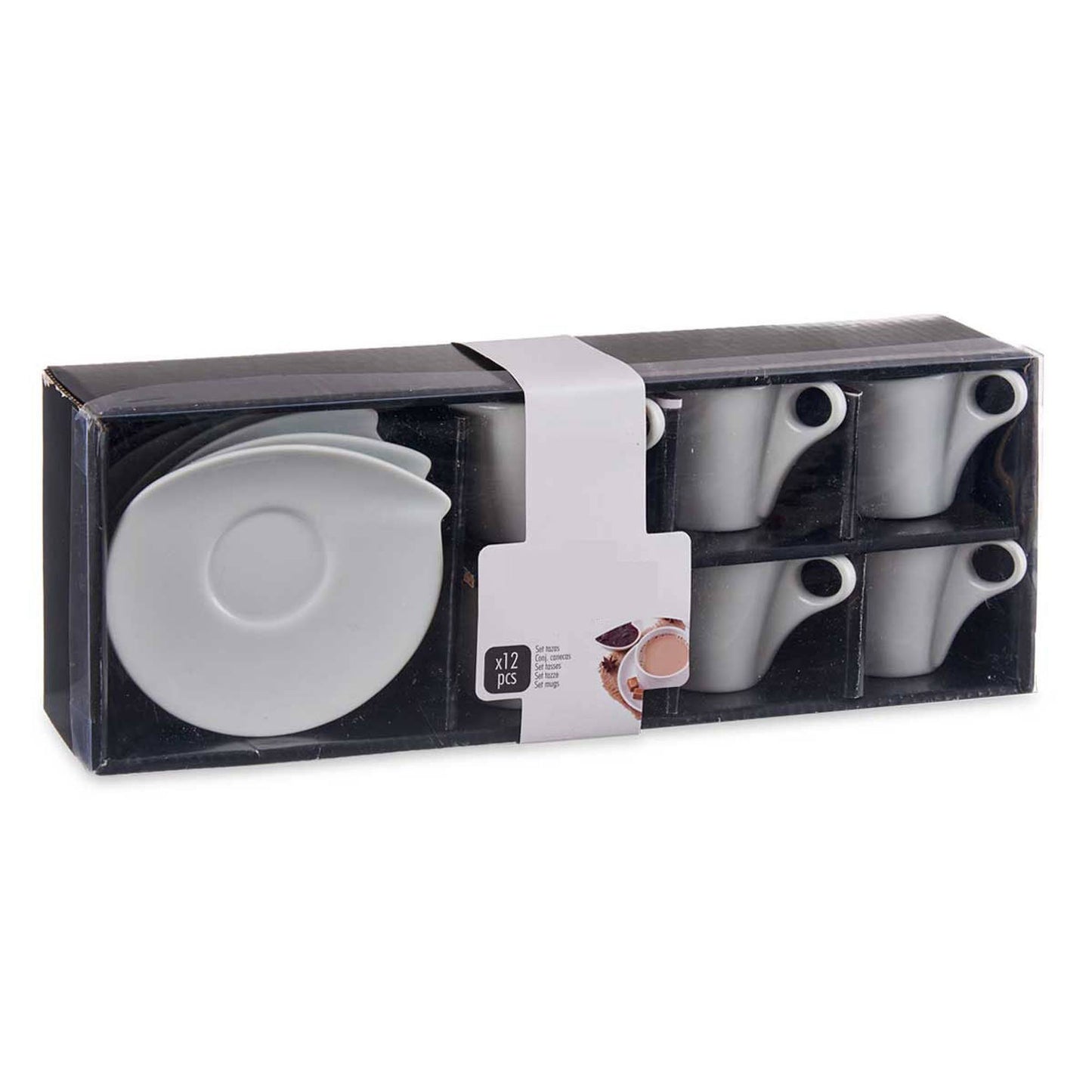 Set 6 Tazas Porcelana Blanca C Plato 120 Colección Vessia_5