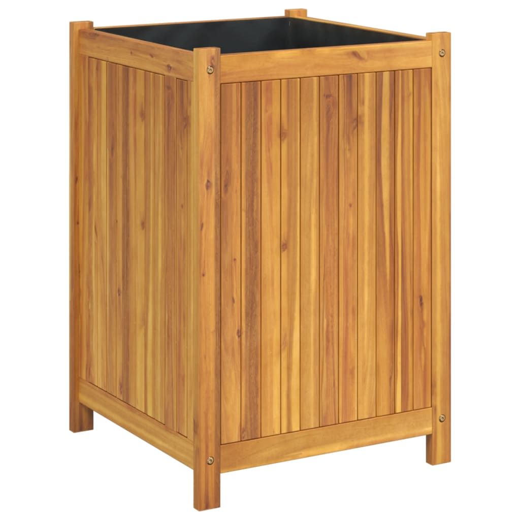 Jardinera Con Forro Madera Maciza De Acacia 50x50x75 Cm_0