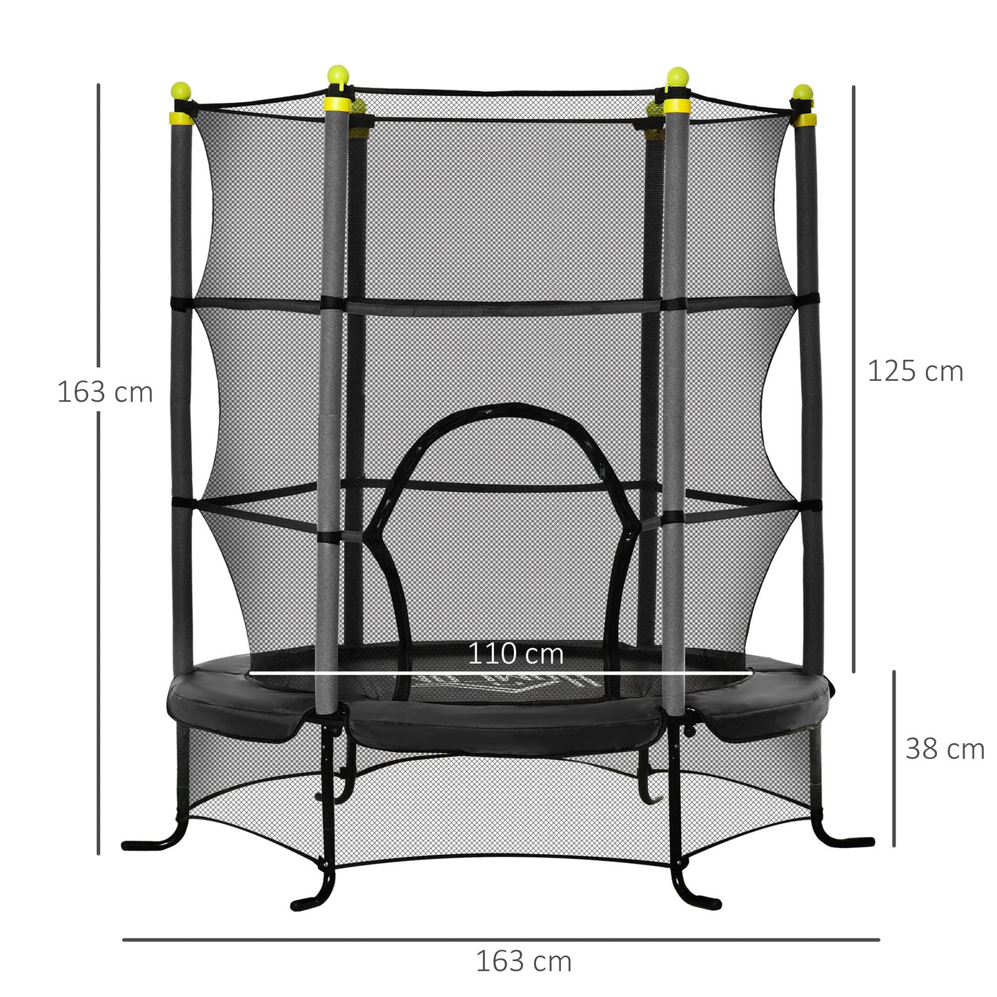 Homcom Trampolín Infantil Con Superficie De Salto Ø110 Cm Red De Seguridad Negro_2