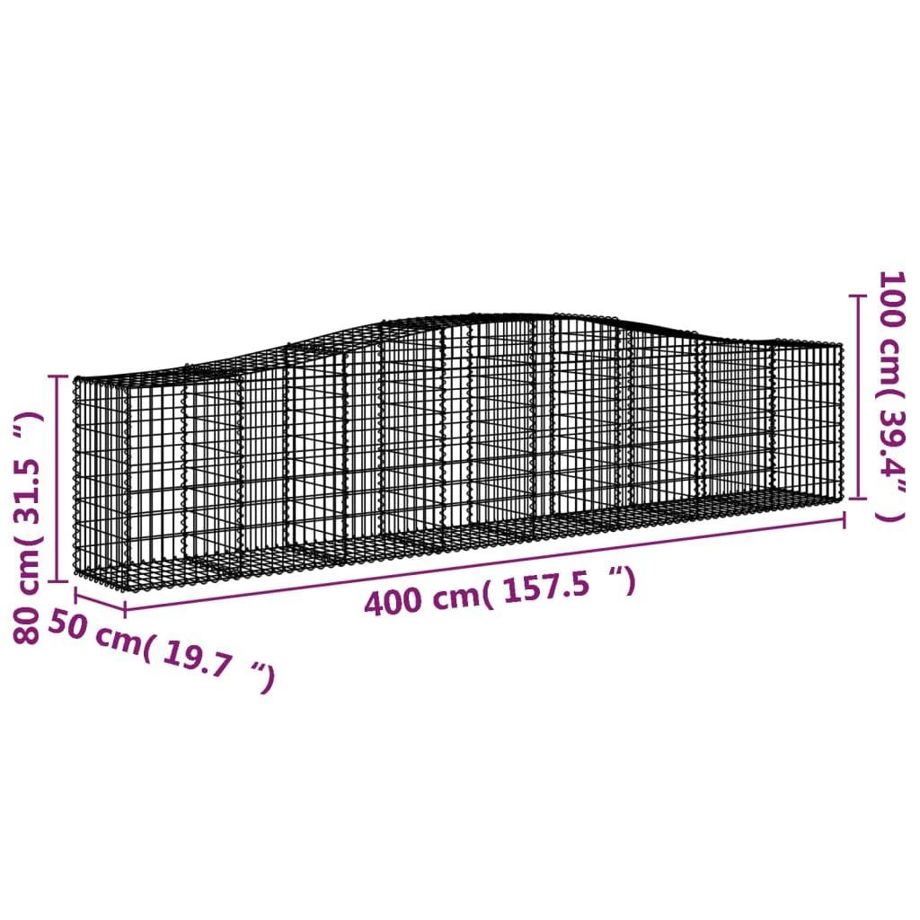 Cestas De Gaviones 25 Uds Forma De Arco Hierro 400x50x80/100 Cm_5