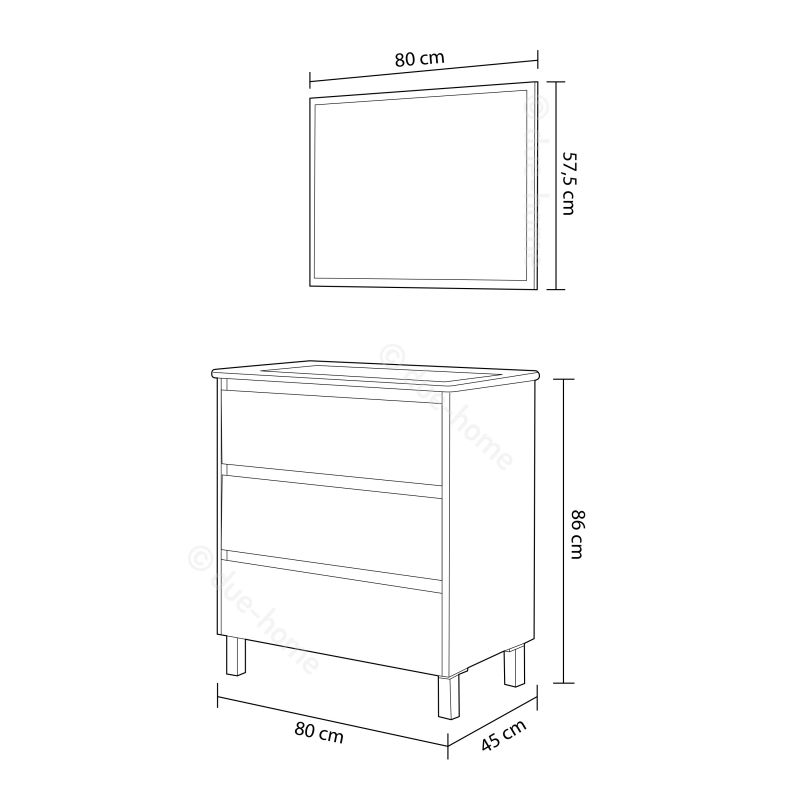 Mueble De Baño Dakota 80 Con Espejo Melamina, Roble, Mueble:80espejo:80 X Mueble:86espejo:57,5 X Mueble: 45cm Espejo: 1,8cm_4