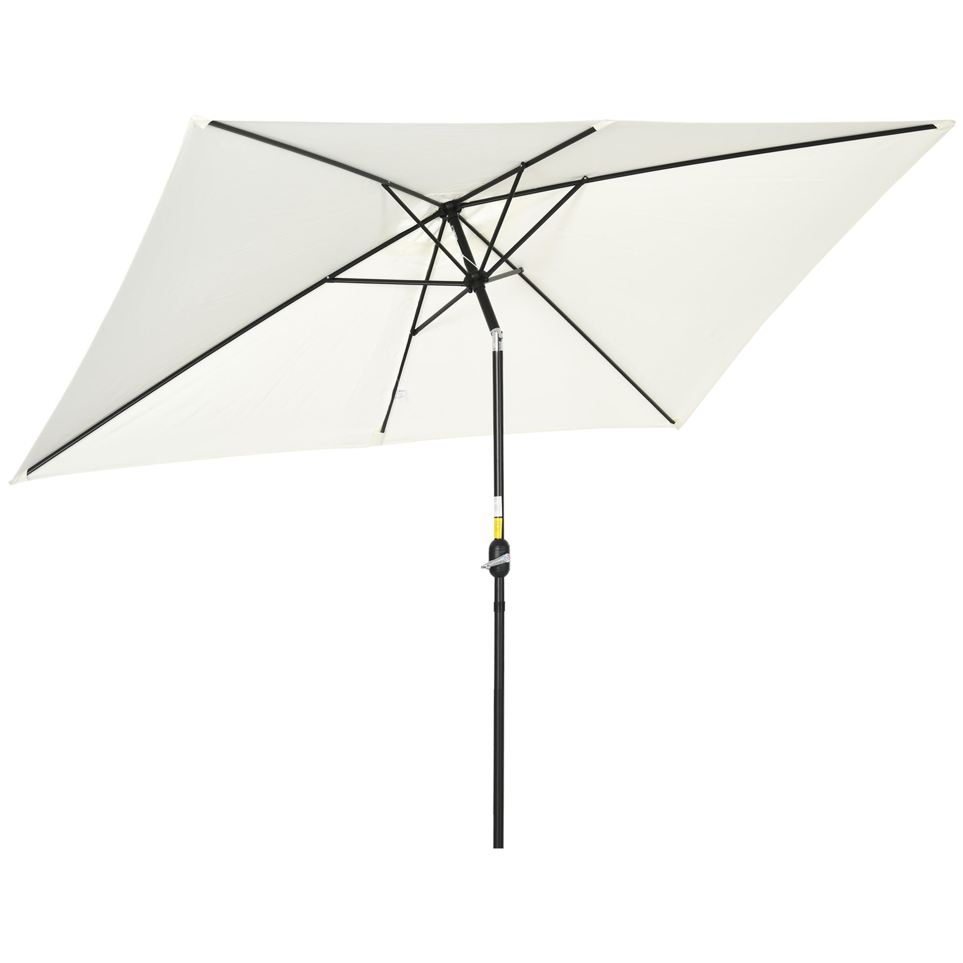 Outsunny Sombrilla Jardín Aluminio 200x300x253 Cm Inclinable Con Manivela Crema_0