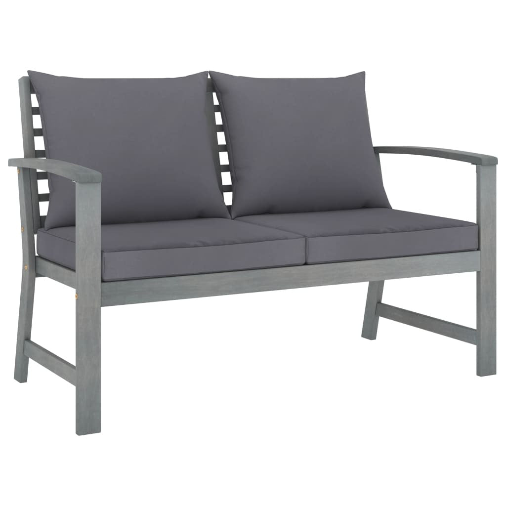 Vidaxl Banco De Jardín 120 Cm Cojines Gris Oscuro Madera Acacia Maciza_0