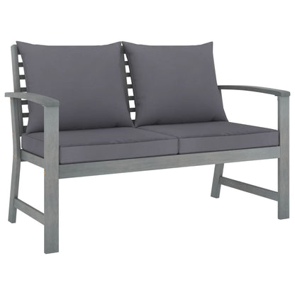 Vidaxl Banco De Jardín 120 Cm Cojines Gris Oscuro Madera Acacia Maciza_0