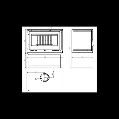 BRICOSOL Estufa de leña para colgar con turbinas FM Modelo M-180 FK Interior Fundición (131 kg)_5