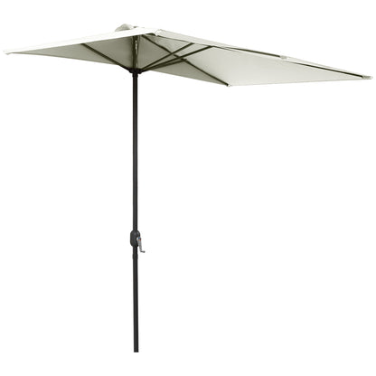 Outsunny Media Sombrilla 230x130x245 Cm Parasol De Pared Con Manivela Beige_0