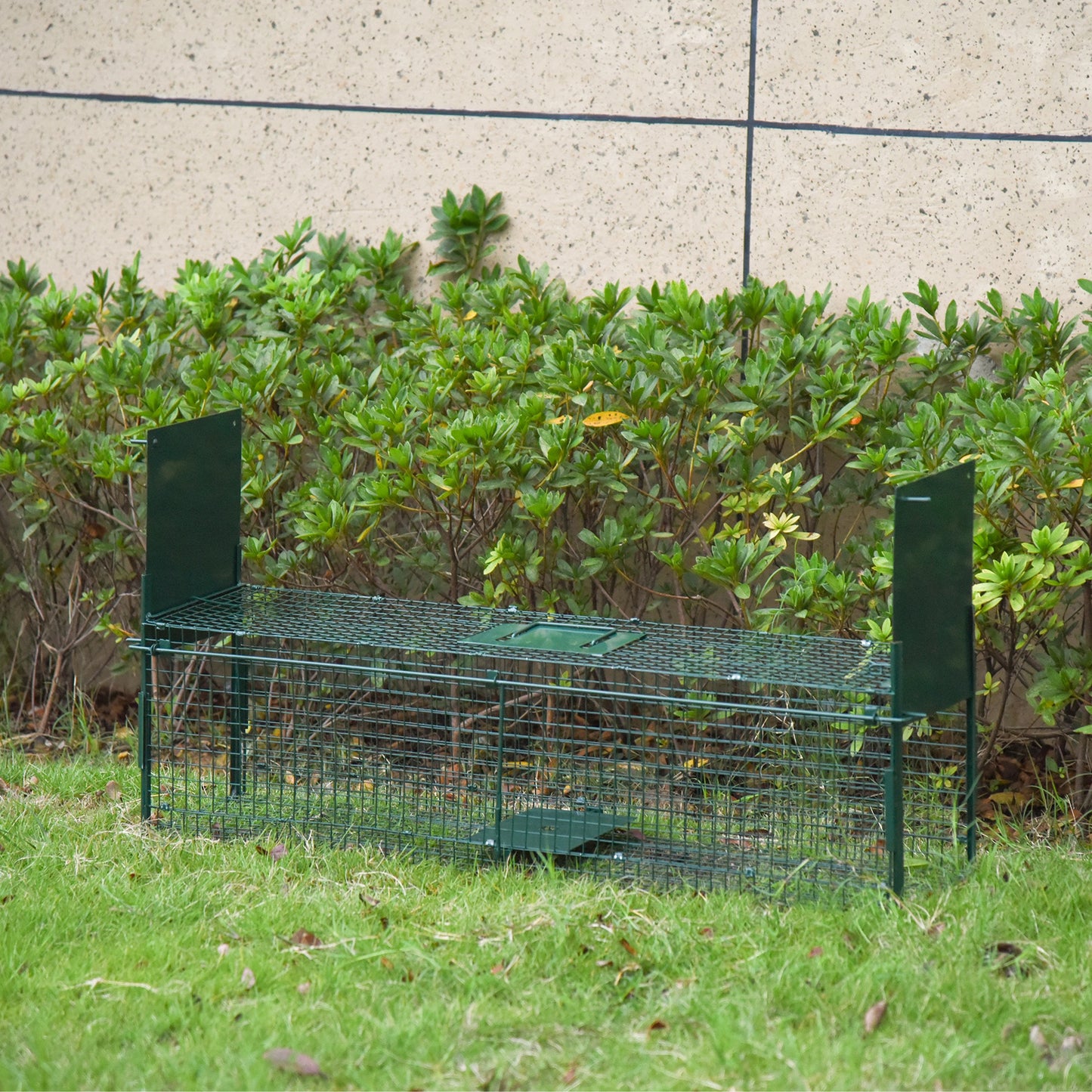 Pawhut Trampa Para Atrapar Animales Vivos Con 2 Puertas Asa 100x25x28 Cm Verde_1