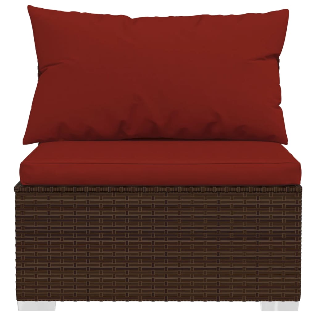Set Muebles De Jardín 13 Pzas Y Cojines Ratán Sintético Marrón / Vetonek_1