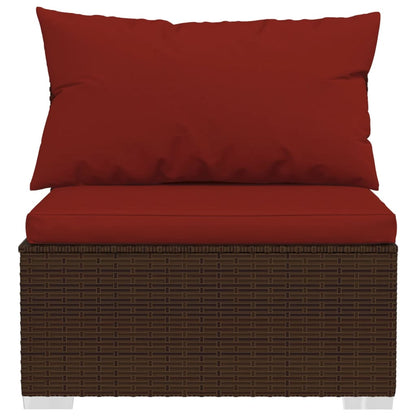 Set Muebles De Jardín 13 Pzas Y Cojines Ratán Sintético Marrón / Vetonek_1