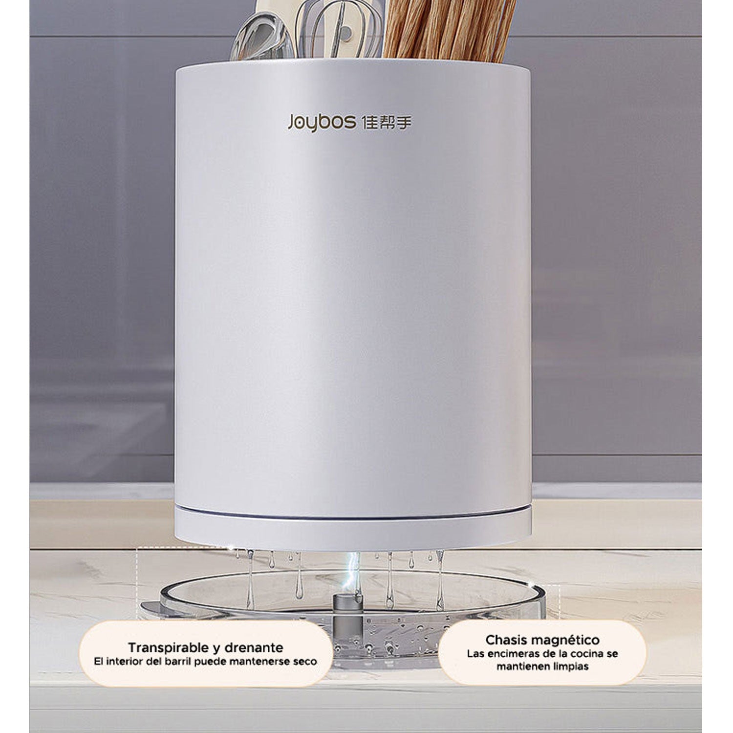 Joybos - Organizador De Cuchillos Redondo Con Ranura Universal Para Cocina Blanco_3