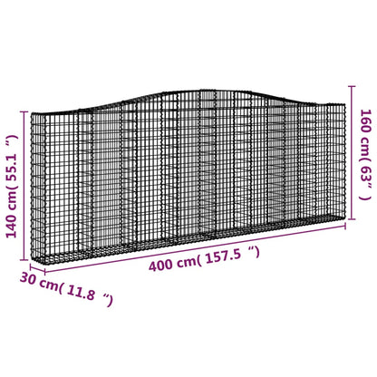 Cestas Gaviones 4 Uds Forma De Arco Hierro 400x30x140/160 Cm_5