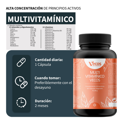 Multivitamínico Completo Vecos 60 Cápsulas | Energía Diaria Y Bienestar Inmunitario | 13 Vitaminas Y 11 Minerales_2