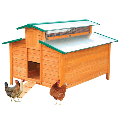 Gallinero Grande Para Exterior - Capacidad Para 8-12 Gallinas - Gallinero Calgary De Madera Con Cuatro Ponederos_0