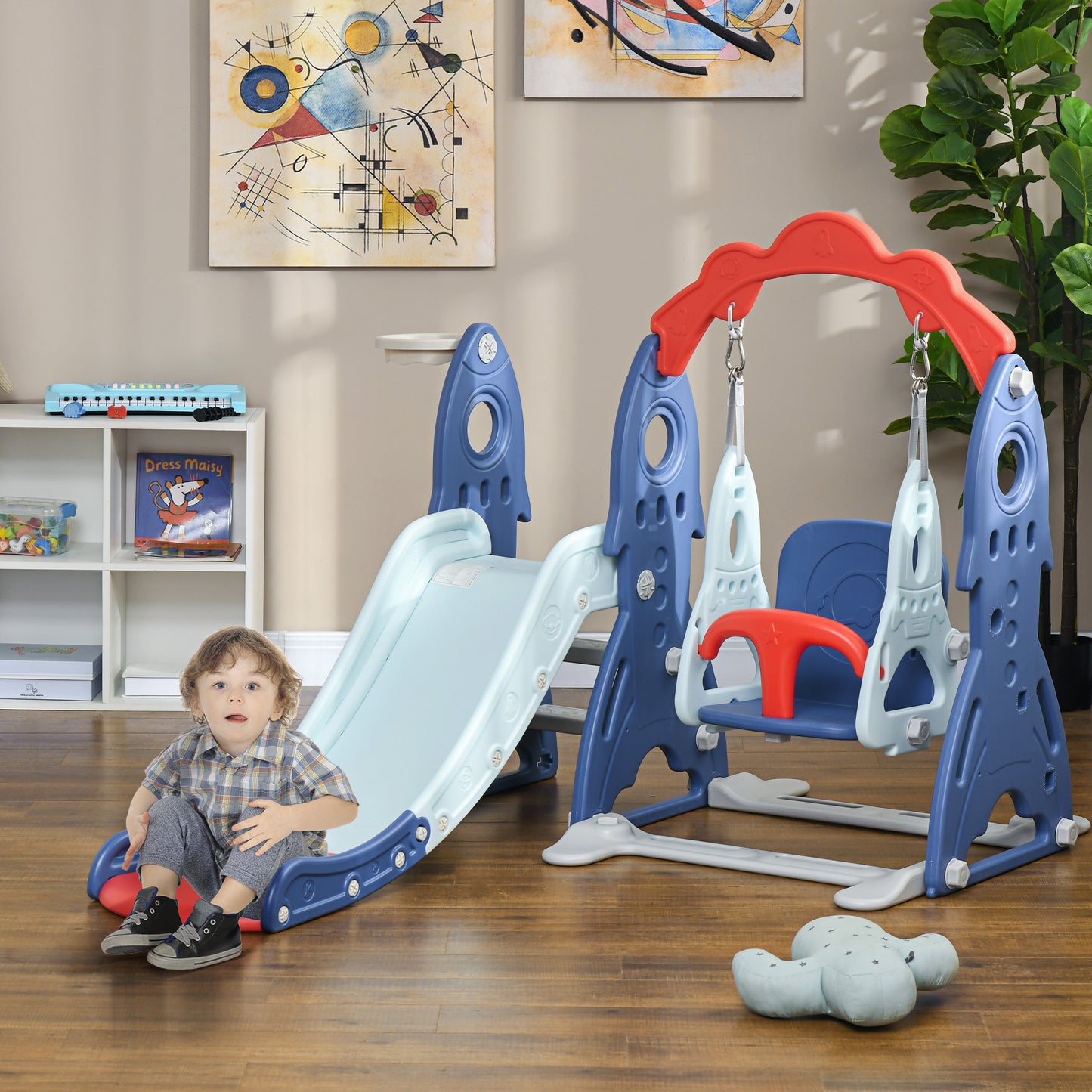 Aiyaplay Juego De Tobogán Y Columpio Para Niños De 1-3 Años 3 En 1 Multicolor_1