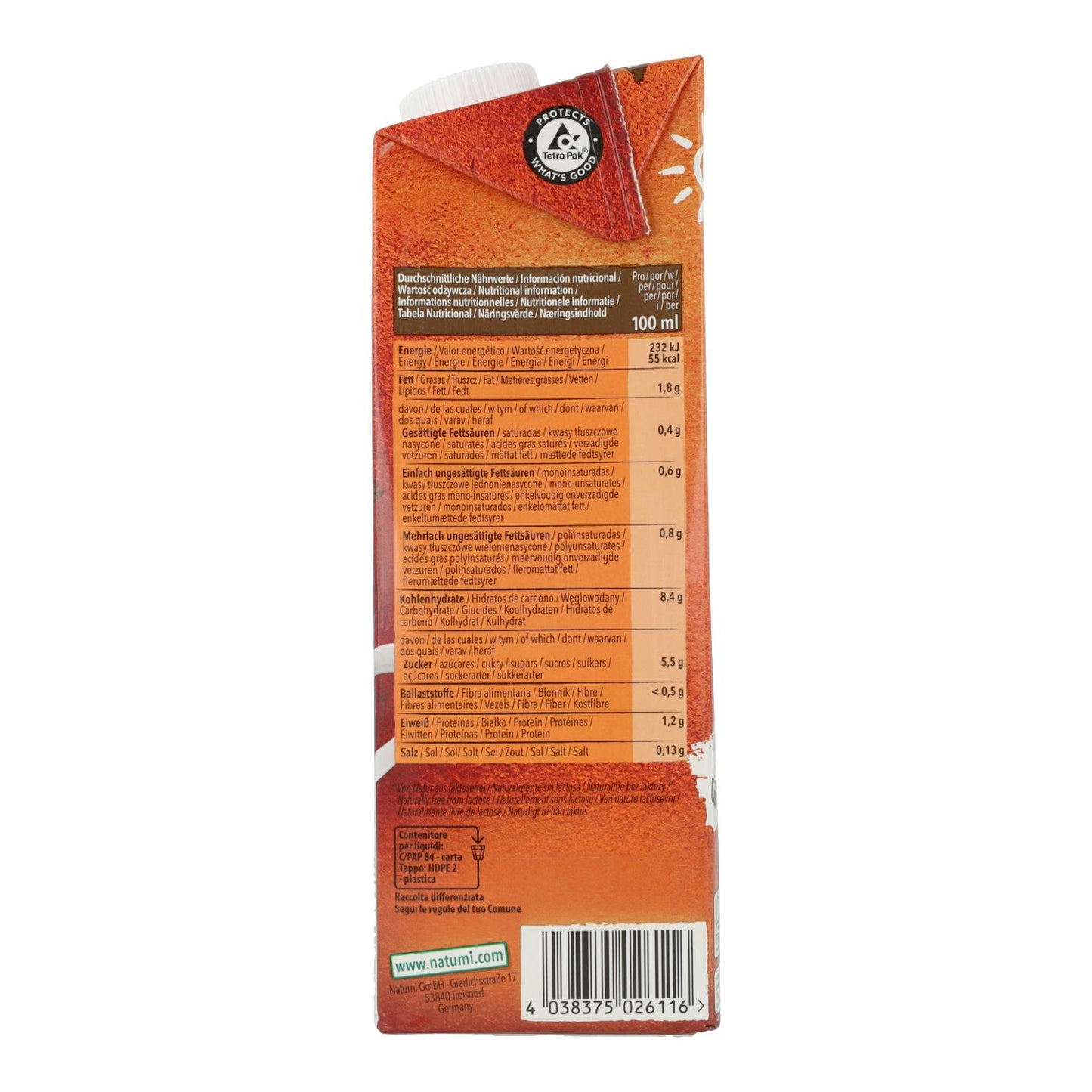 Pack 16x Bebida de Aveia Barista BIO Natumi 1 L