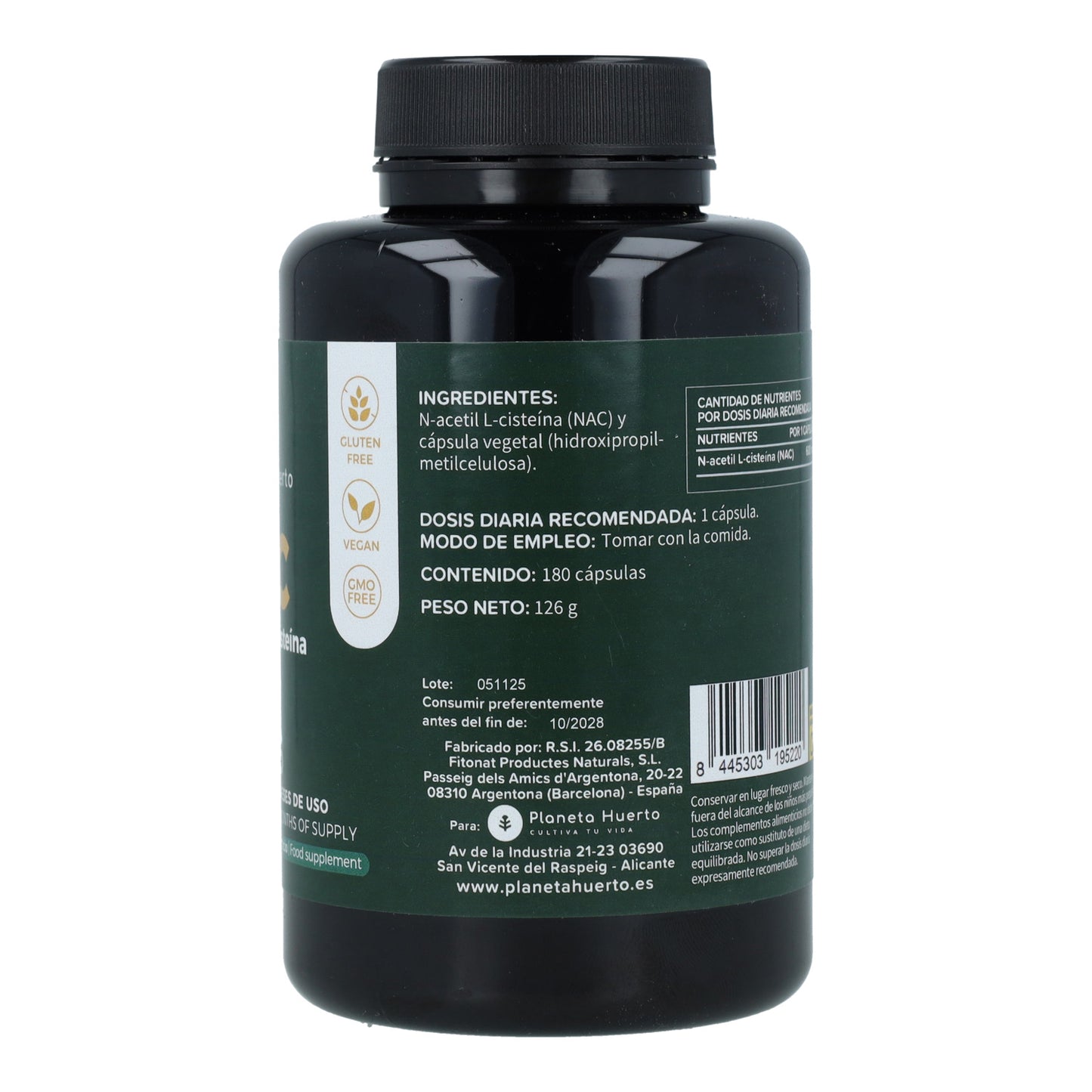 NAC 600 mg Planeta Huerto 180 cápsulas