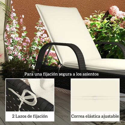 Outsunny Pack 2 Cojines Para Tumbonas Plegables 193x58x6 Cm Crema_5