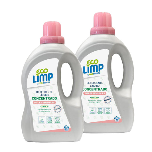 Embalagem de 2 Detergente Líquido para Pele Sensível Mimidu ECO 25 doses 