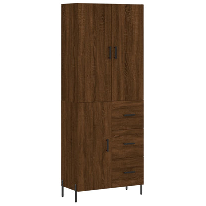 Aparador Alto Madera Contrachapada Marrón Roble 69,5x34x180 Cm_1