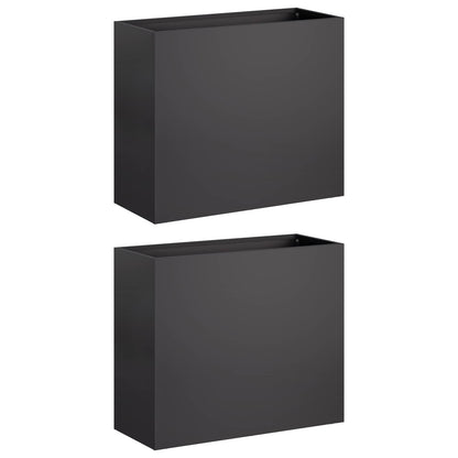 Macetero De Jardín 2 Uds. Negro 50 X 20 X 40 Cm_0