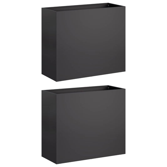 Macetero De Jardín 2 Uds. Negro 50 X 20 X 40 Cm_0