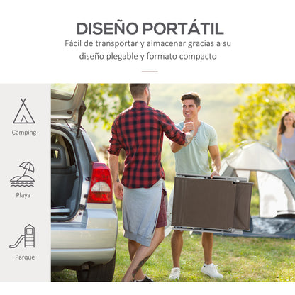 Outsunny Tumbona Plegable Jardín Con Respaldo Ajustable En 7 Posiciones Marrón_5