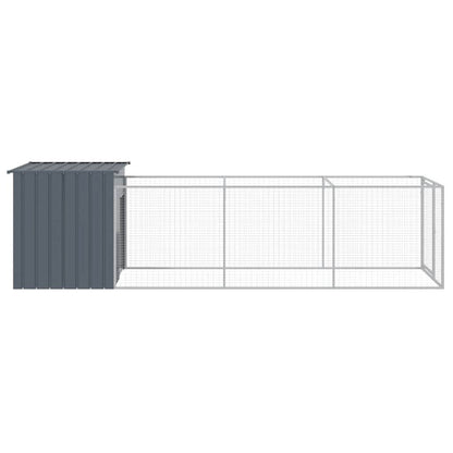 Caseta Perros Con Corral Acero Galvanizado Gris 110x405x110 Cm_3