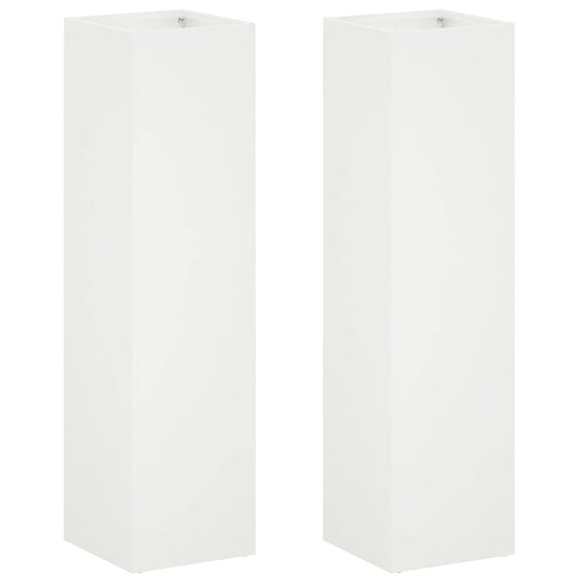 Macetero De Jardín 2 Uds. Blanco 20 X 20 X 75 Cm_0