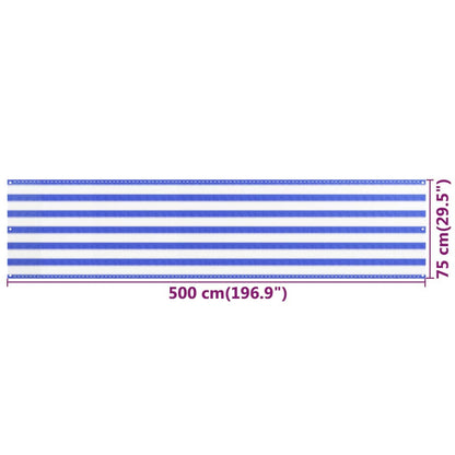 Vidaxl Toldo Para Balcón Hdpe Azul Y Blanco 75x500 Cm_2
