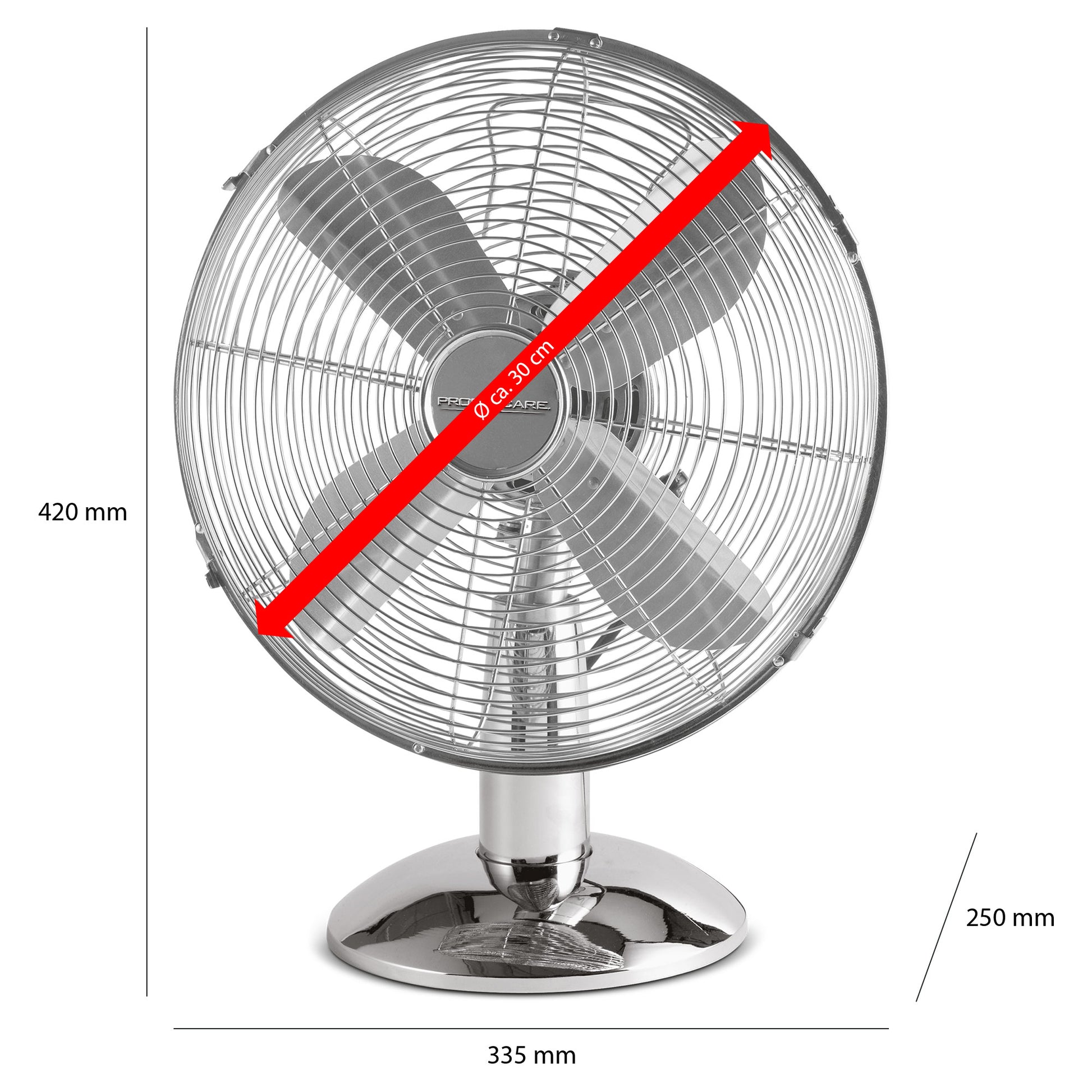 Ventilador De Mesa, Silencioso, Retro, Diámetro Exterior 30 Cm, 3 Velocidades, Oscilante, Proficare Vl 3063m_4