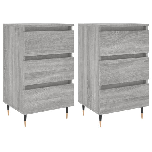 Mesita De Noche 2 Uds Madera Ingeniería Gris Sonoma 40x35x69 Cm_0