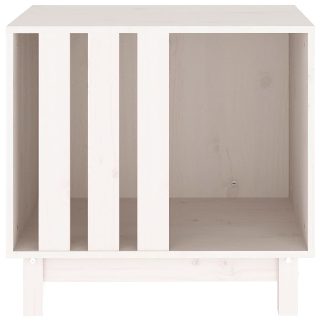Caseta Para Perros Madera Maciza De Pino Blanco 60x45x57 Cm_3