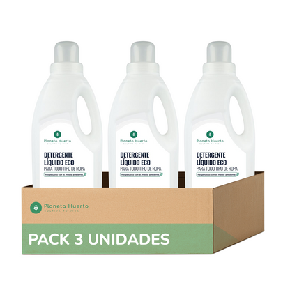 Pack de 3 Detergentes Líquidos para Roupa Planeta Huerto ECO Sem Perfume 1,5 Litros