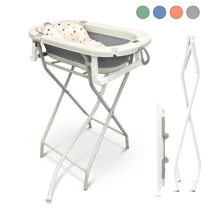 Bañera Bebé Gris Con Cojín, Termómetro Y Soporte Plegable, Segura Y Compacta Para Recién Nacidos Bathby_0