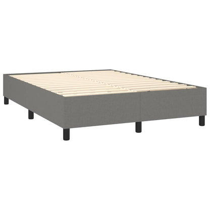 Cama Box Spring Colchón Y Luces Led Tela Gris Oscuro 140x200 Cm / Vetonek_3