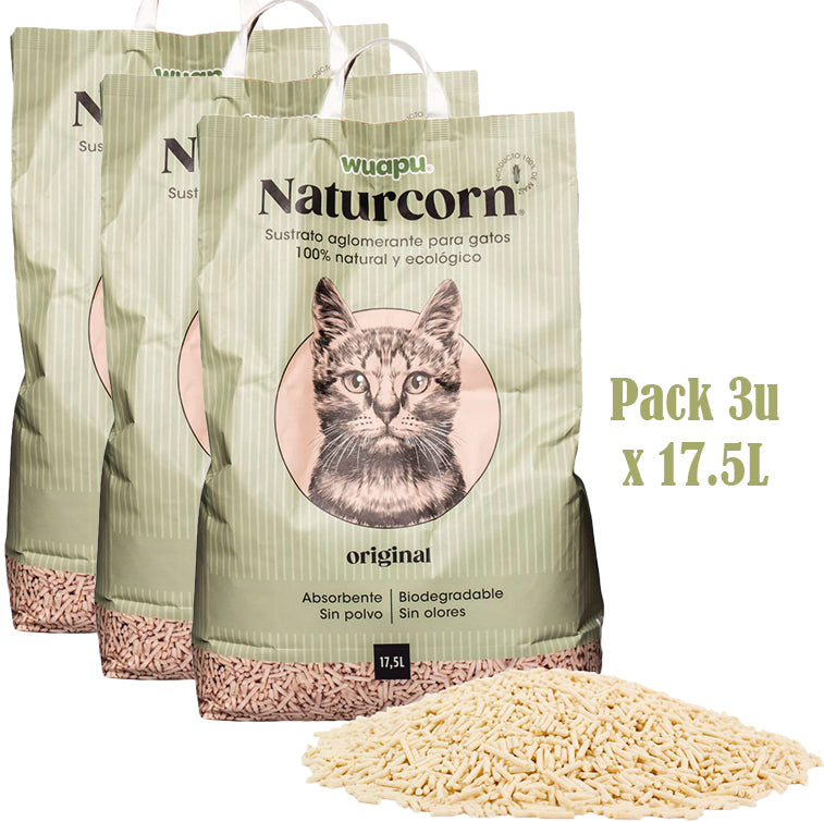 Sustrato Absorbente Wuapu Naturcorn Original En Pelet Biodegradable Para Gato 6 Uds 6l_3