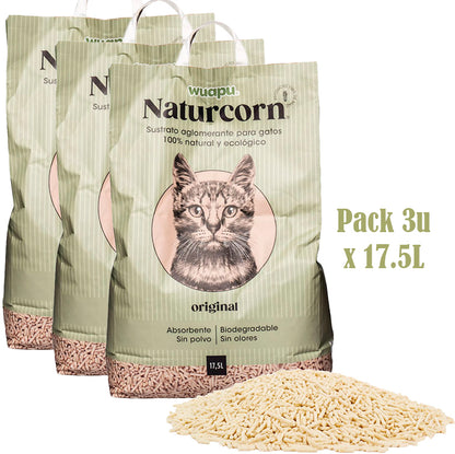 Sustrato Absorbente Wuapu Naturcorn Original En Pelet Biodegradable Para Gato 6 Uds 6l_3
