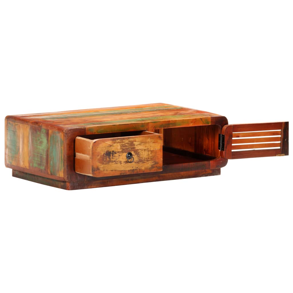 Mesa De Centro De Madera Maciza Reciclada 90x60x29 Cm_0