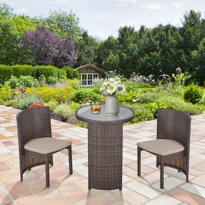 Outsunny Conjunto De Muebles Ratán De 3 Piezas 1 Mesa Y 2 Sillas 71x53.5x51 Cm_1
