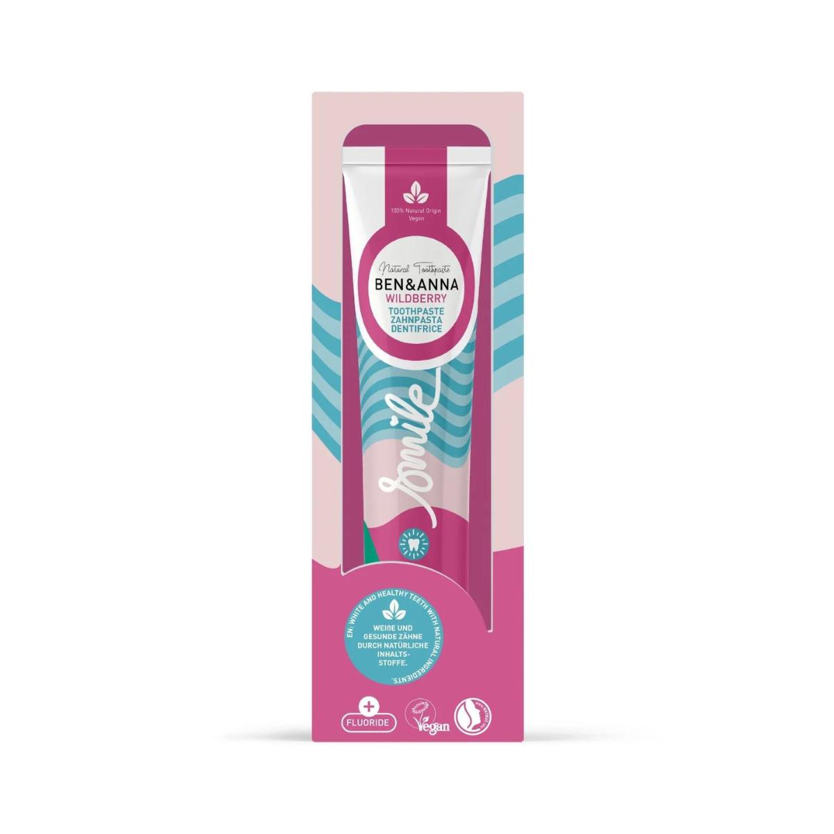 Ben &amp; Anna Pasta de dentes com flúor Wildberry tubo de 75ml