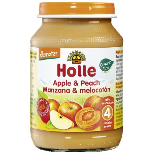 Holle ECO Maçã e Pêssego Pote +4 meses 190 g