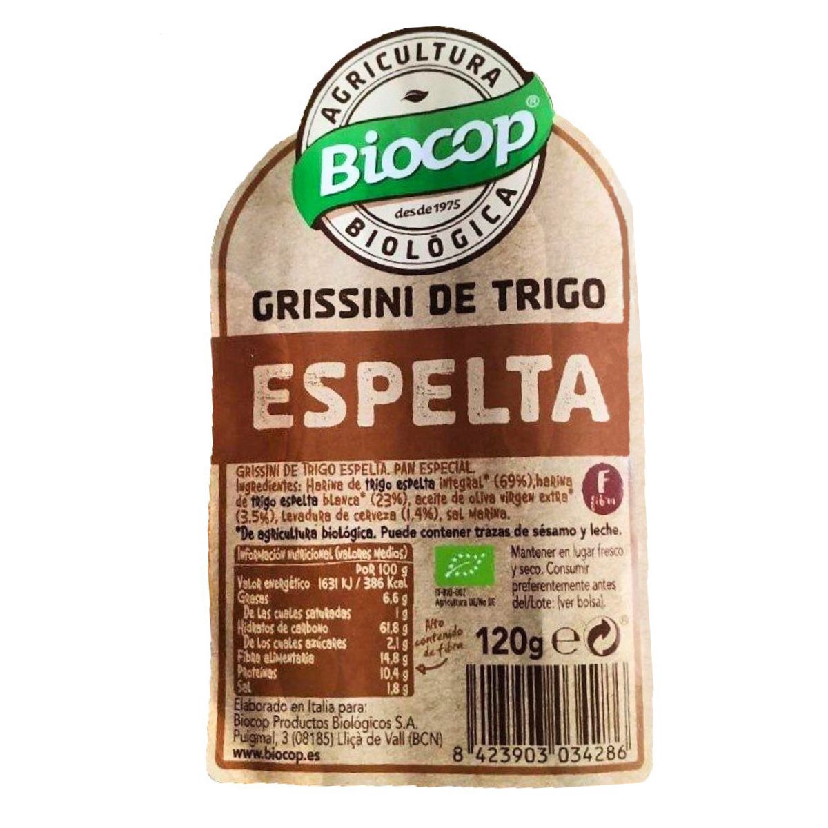 Palitos de pão de espelta Biocop 120 g