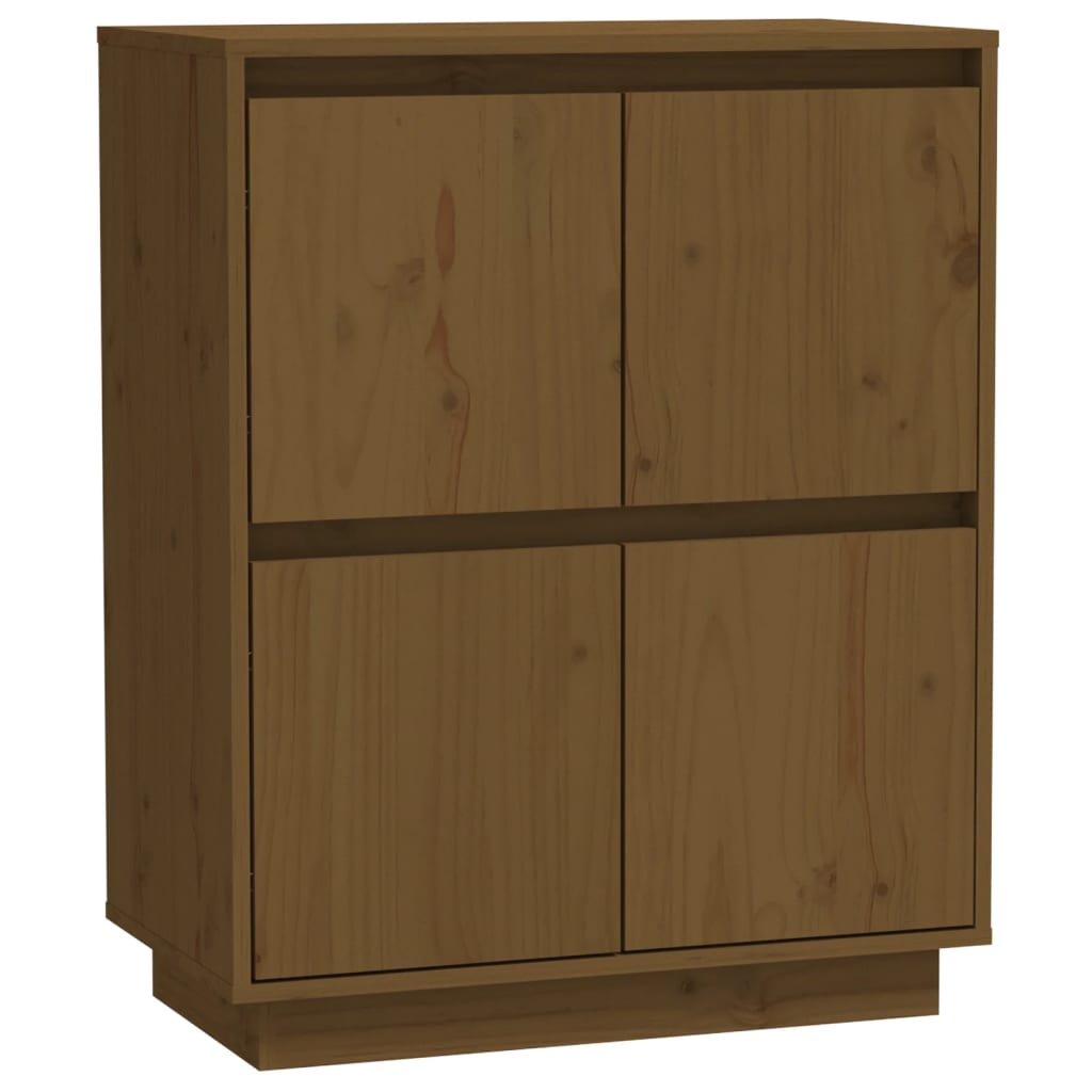 Aparador De Madera Maciza De Pino Marrón Miel 60x34x75 Cm / Vetonek_2